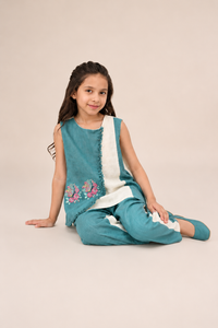 Floral Embroidered Co-ord Set for Girls — Soft Viscose Ethnic Wear