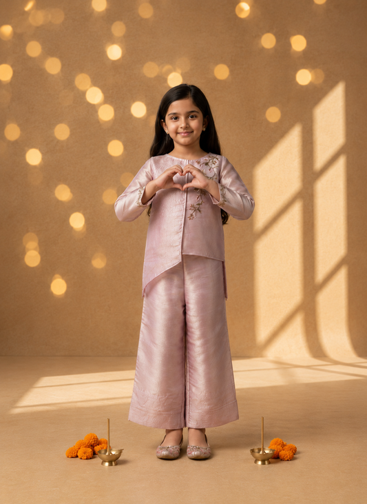 Pure Organza Embroidered Co-ord Set for Girls — Festive & Wedding Wear