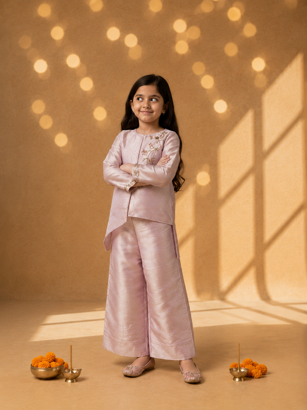 Pure Organza Embroidered Co-ord Set for Girls — Festive & Wedding Wear