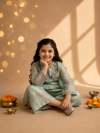 Girls' Organza Embroidered Co-ord Set — Premium Ethnic Festive Wear