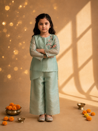 Girls' Organza Embroidered Co-ord Set — Premium Ethnic Festive Wear