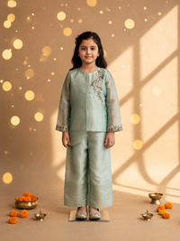 Girls' Organza Embroidered Co-ord Set — Premium Ethnic Festive Wear