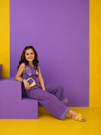 Ethnic Embroidered Waistcoat Set for Girls — Soft Rayon 3-Piece Outfit