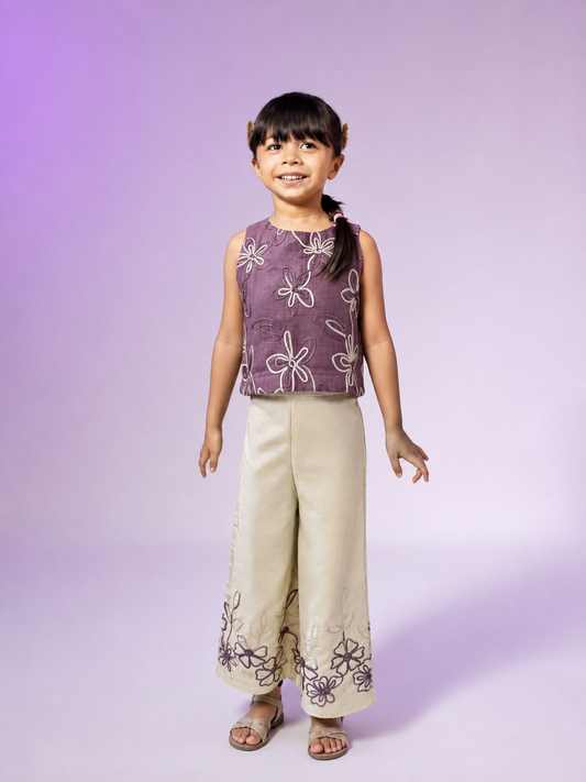 Ribbon Work Co-ord Set for Girls — Handcrafted Ethnic Festive Wear
