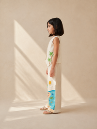 Embroidered Linen Waistcoat Set for Girls — 3-Piece Ethnic Festive Outfit