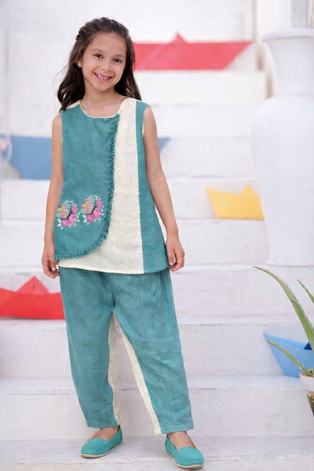 PP-001A Embroidered Viscose Wrinkle Co-ord Set