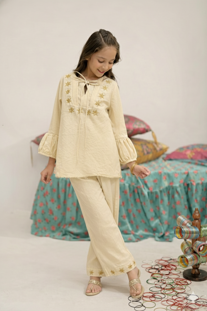 PP-011A Shimmer Embroidered Handwork Co-ord Set